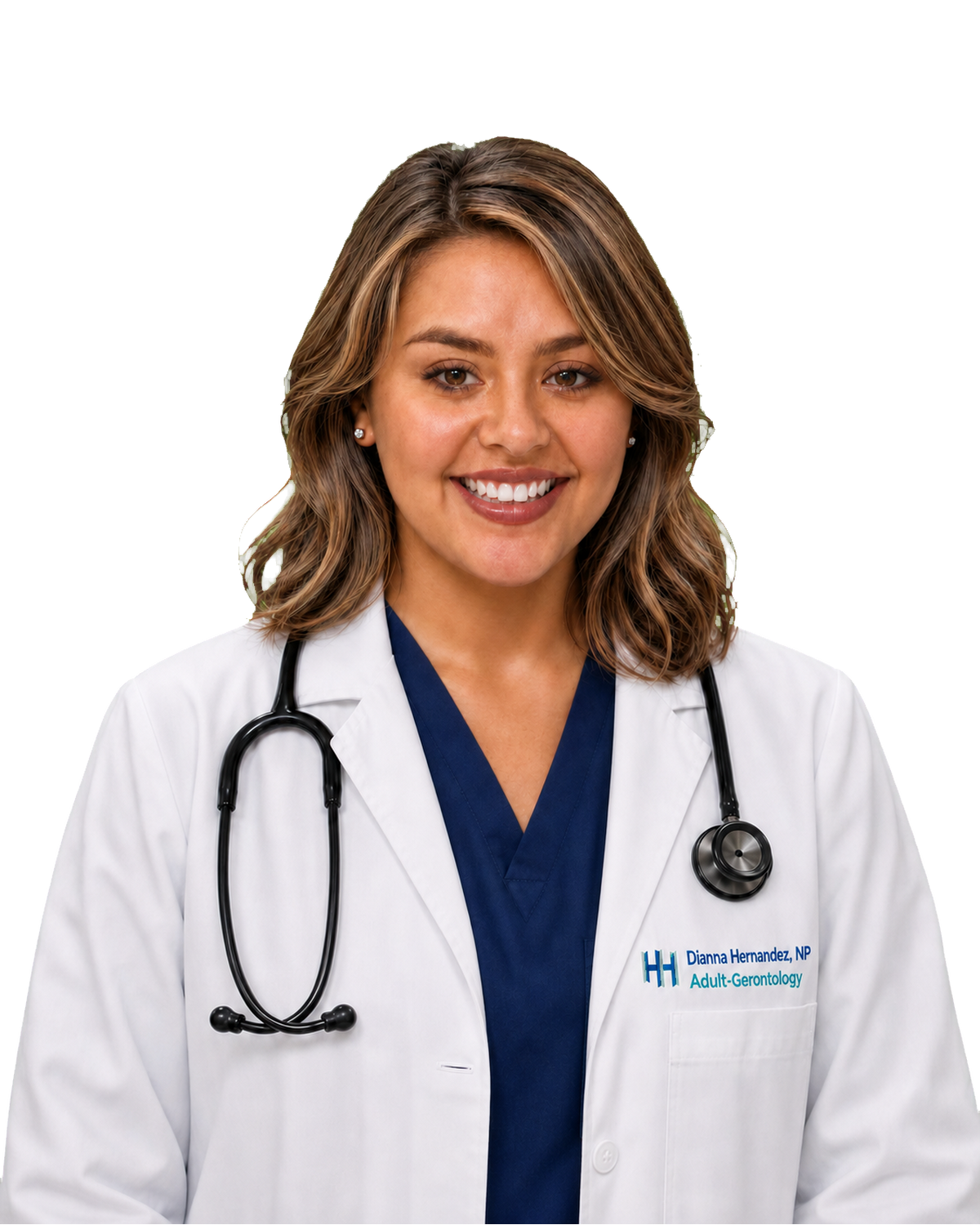 Professional studio portrait of Dianna Hernandez Chambi, NP, Hernandez Health adult-gerontology nurse practitioner.