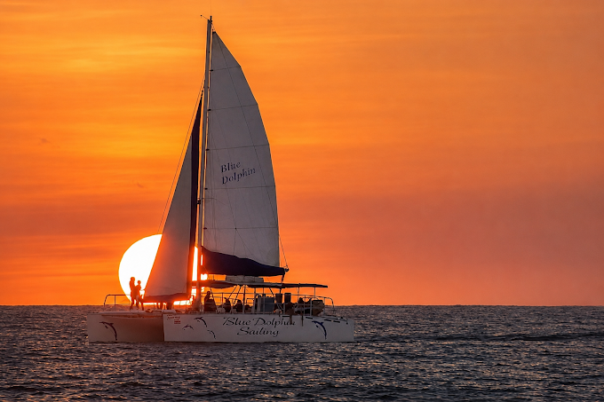 Sunset catamaran cruise off the Costa Rica coast