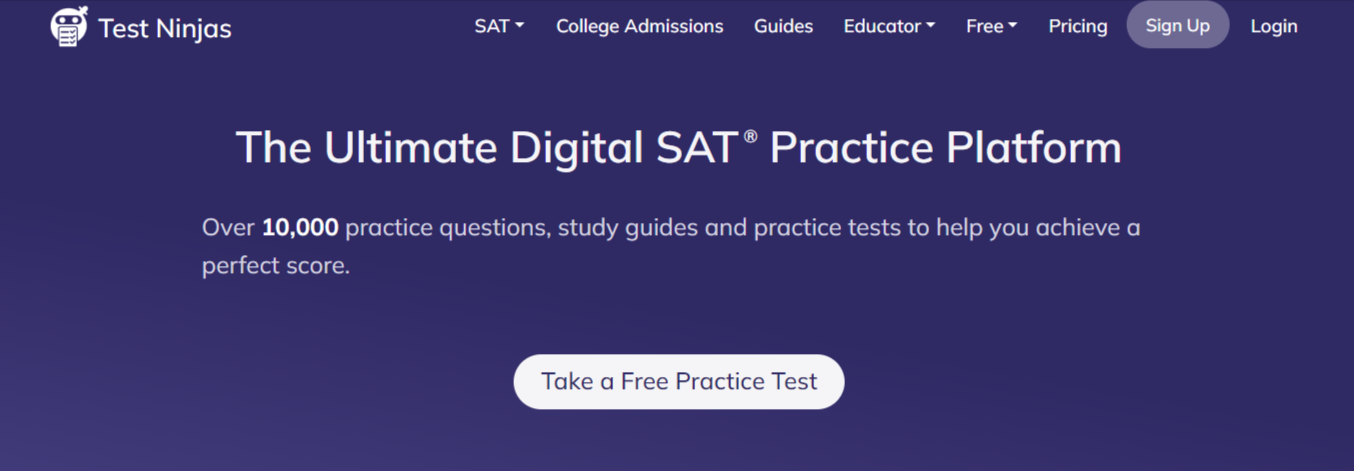 Test Ninjas offer digital SAT practice tests