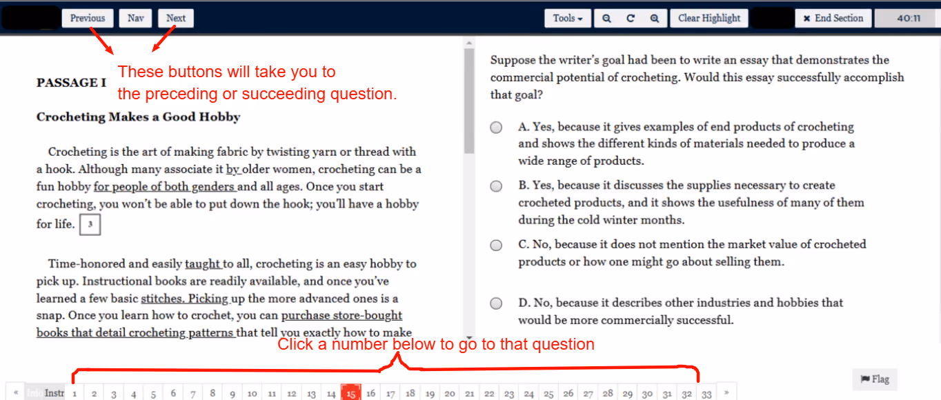 Easy navigation is an advantage the online ACT enjoys over the paper version