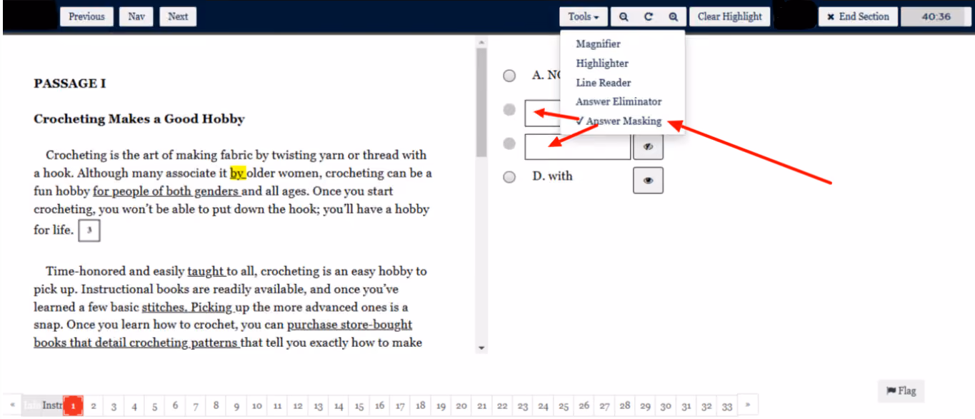 The Answer Masking tool lets you hide choices you wish to completely ignore