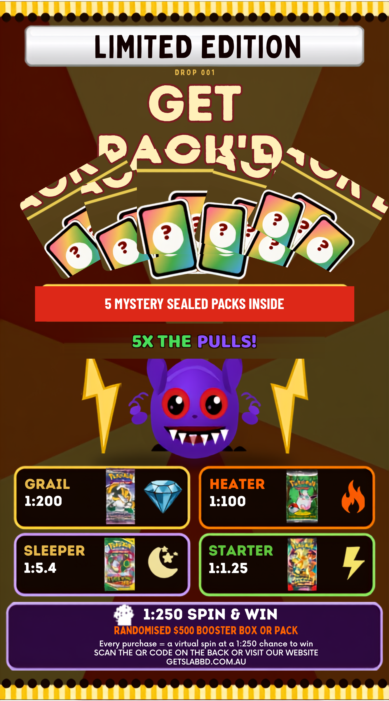 GETPACK'D pack, 5 sealed packs inside