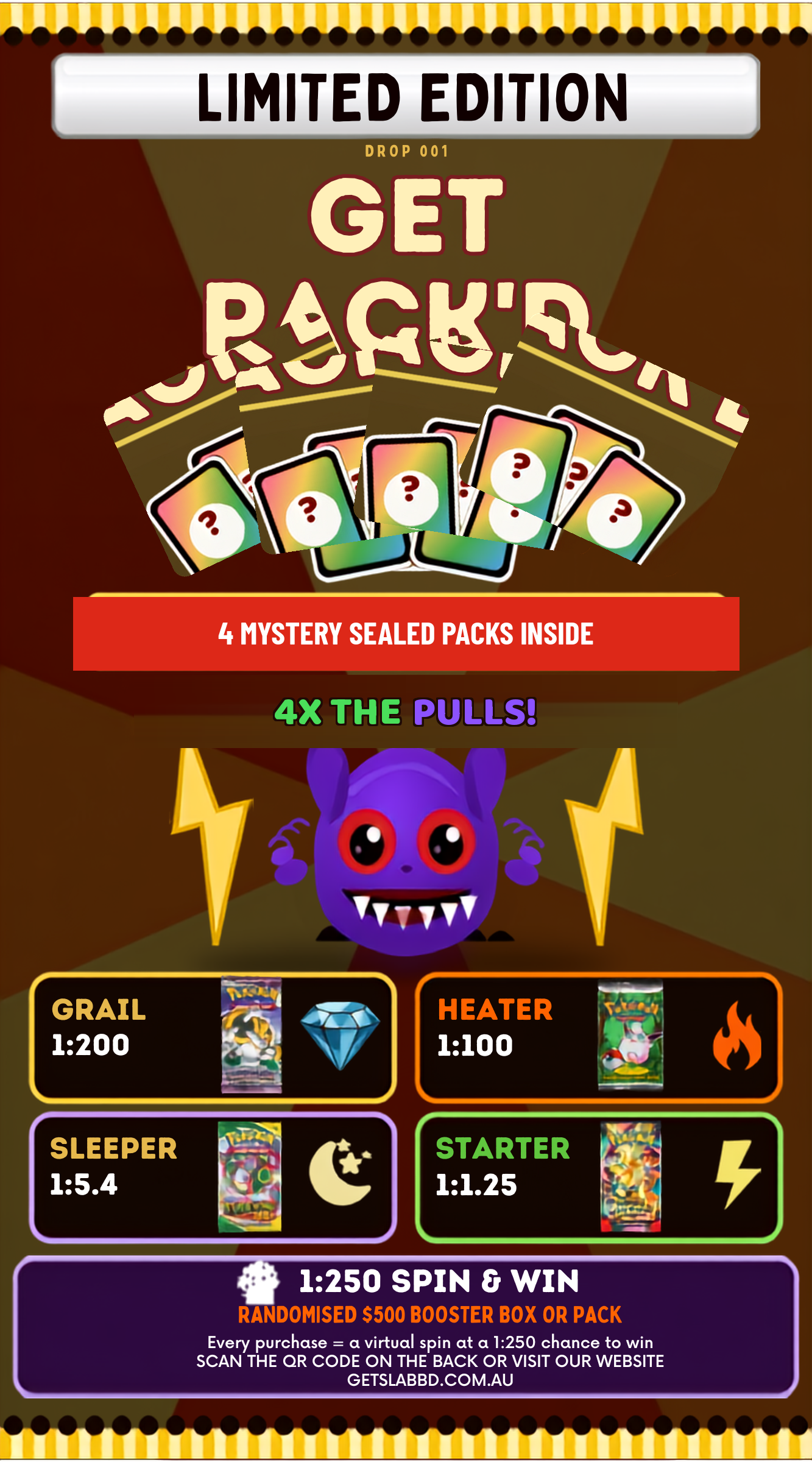 GETPACK'D pack, 4 sealed packs inside