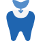 Blue tooth icon with sparkles symbolizing dental cleanliness or hygiene.