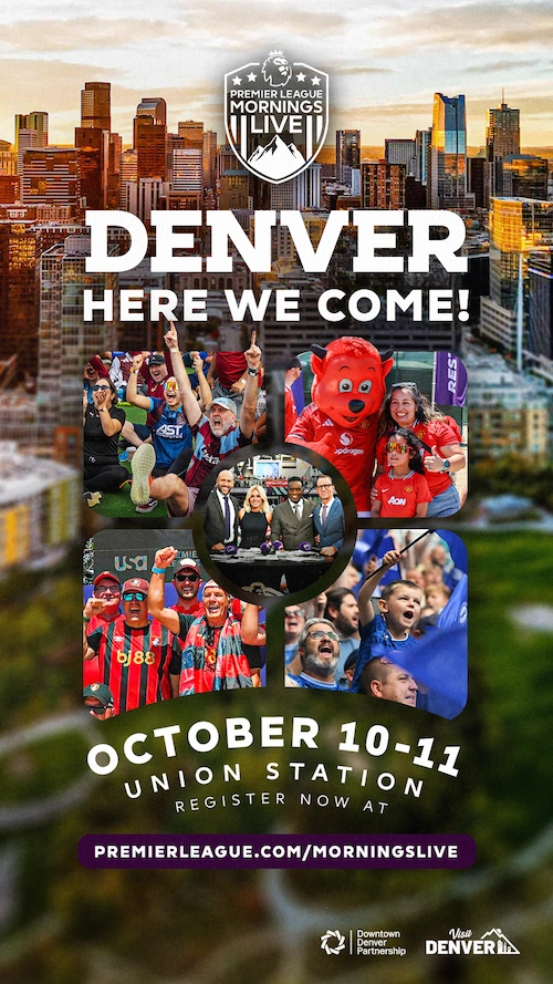 Map of the U.S with the text "Premier League is going coast to coast for the kick off. RSVP now at: premierleague.com/en/coast-to-coast"