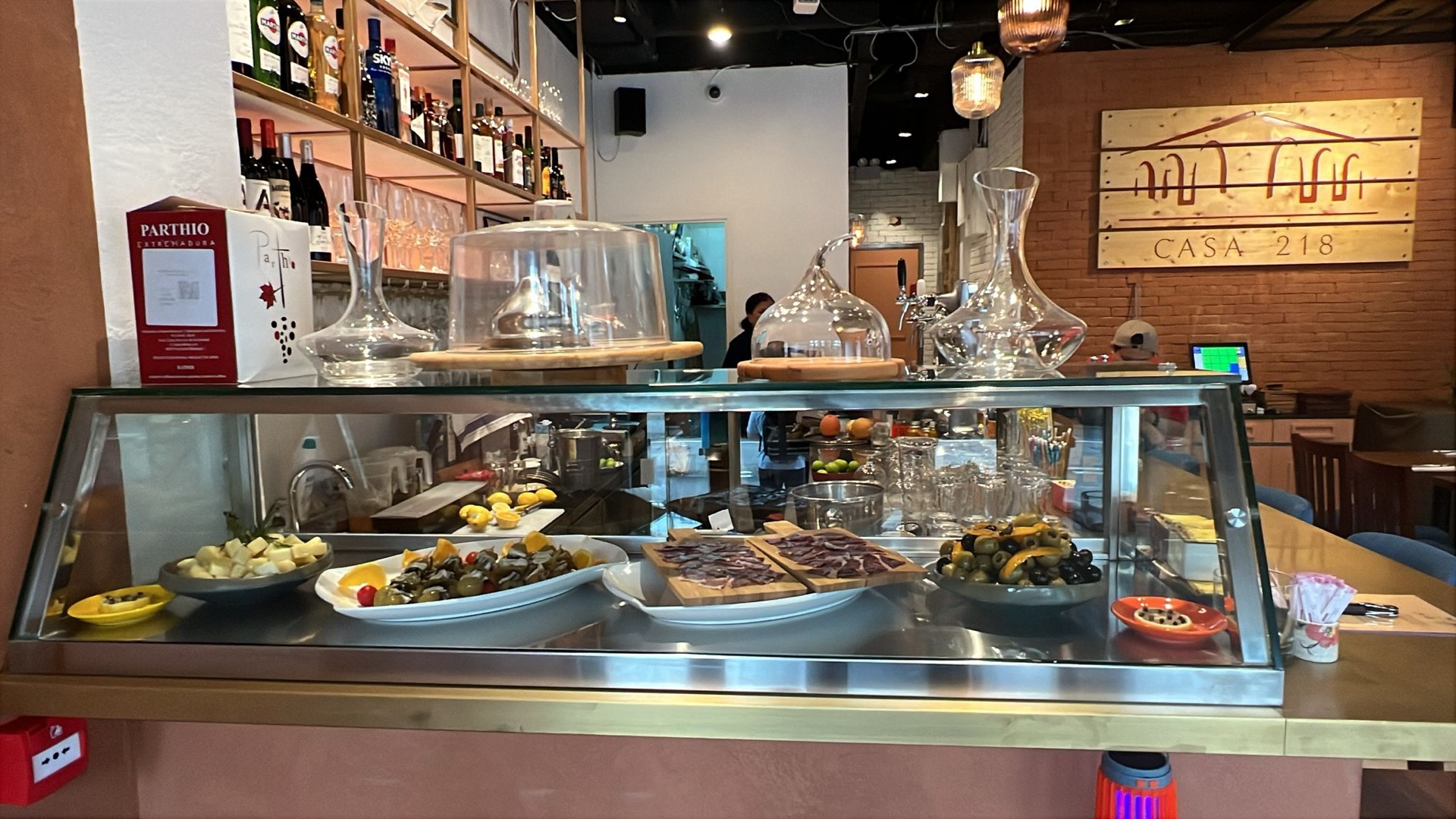 View of the bar from inside casa 218 restaurant
