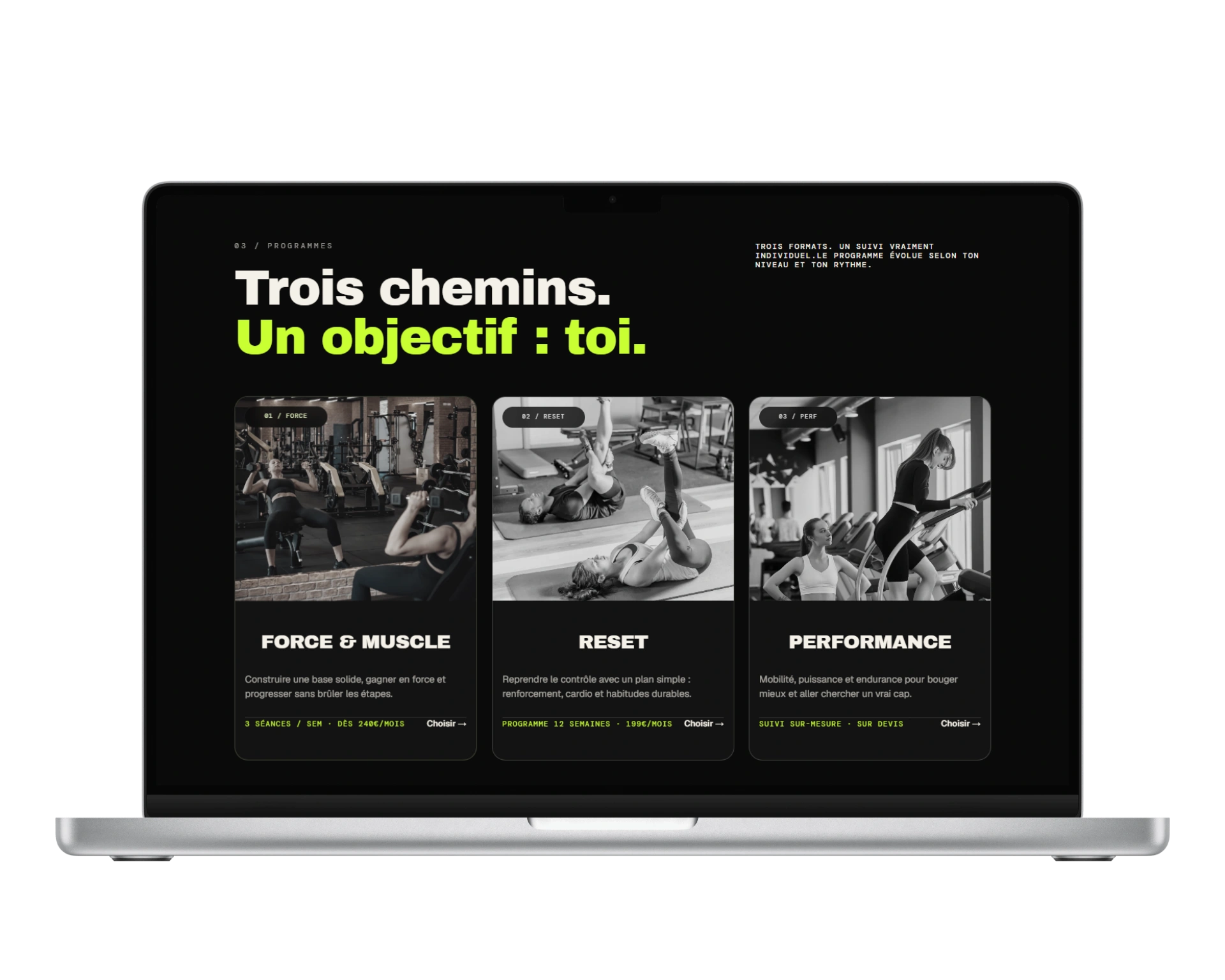 Section programmes du site PACE/ONE
