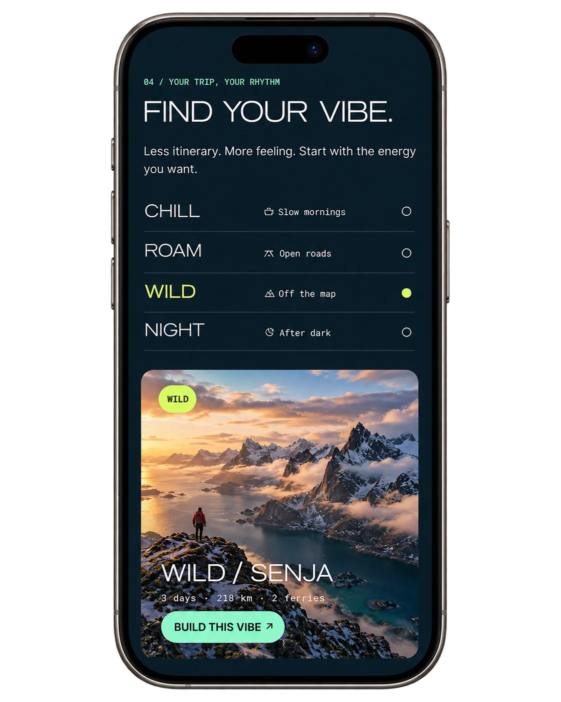 Section Find your vibe du site NORTH sur mobile