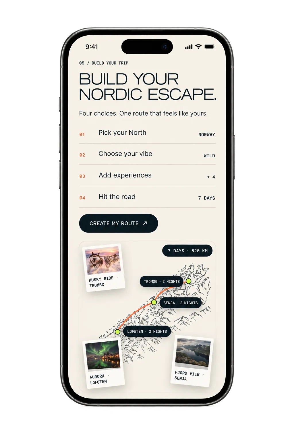 Carte d'itinéraire du site NORTH sur mobile