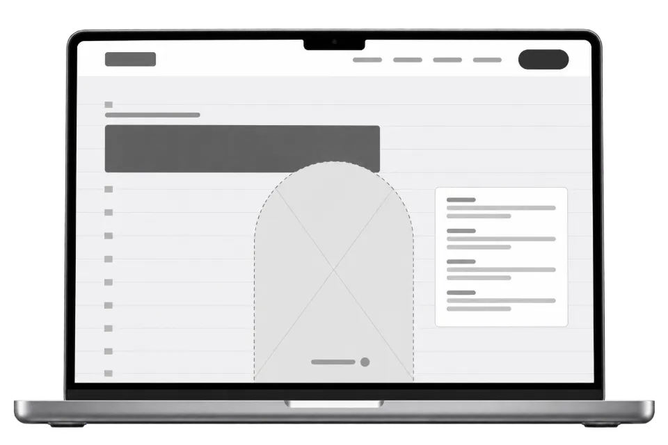 Wireframe desktop de la landing Fresh Paws, salon de toilettage canin