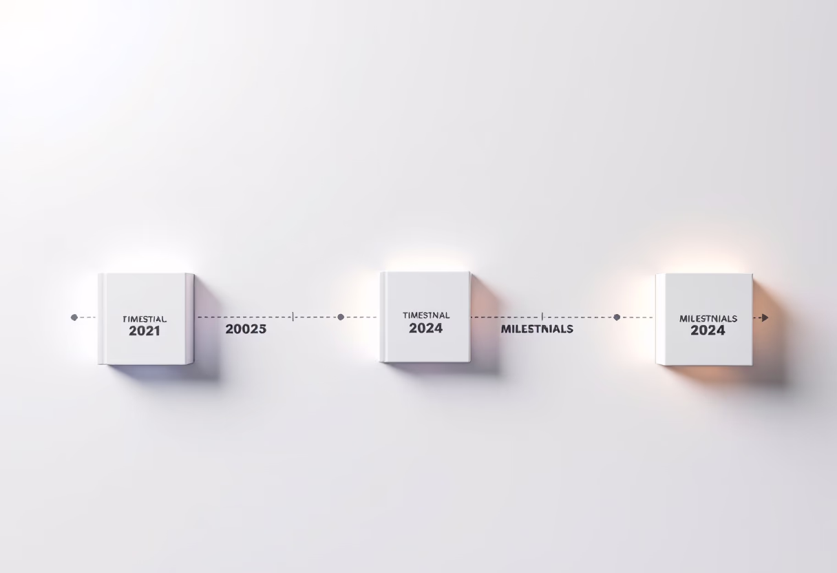 image of company milestones in a timeline format (for a edtech)