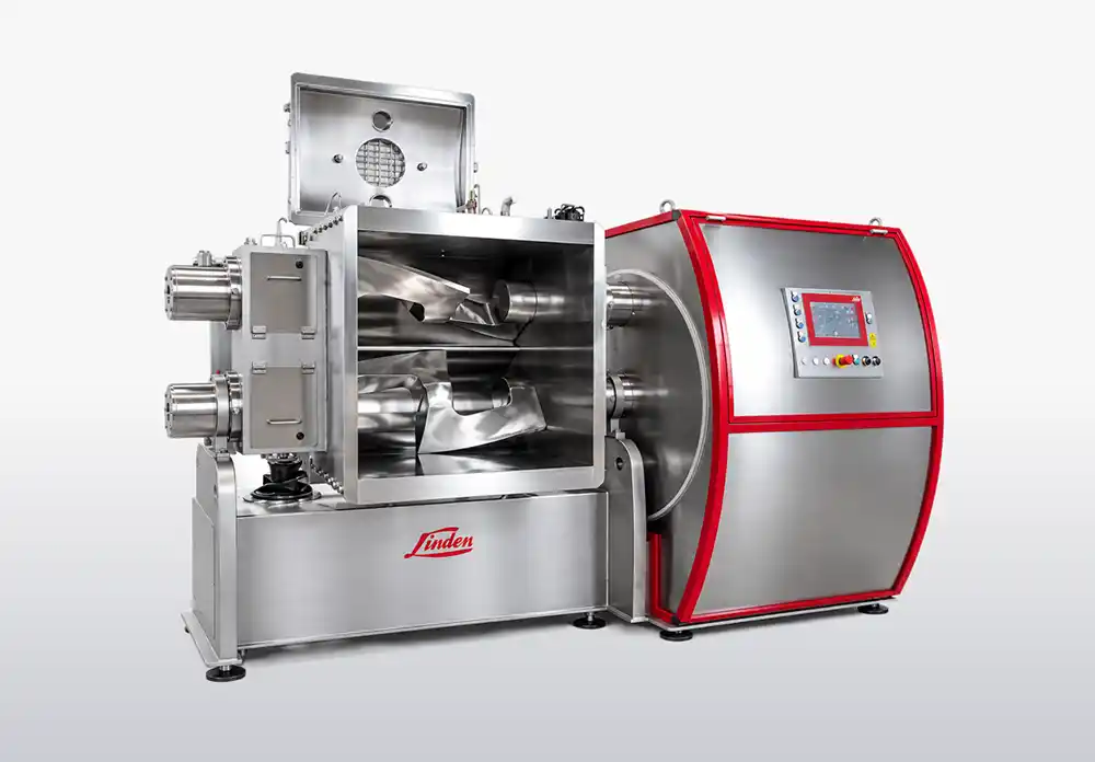 Linden Doppel-Z-Kneter K II N 300 mit geöffnetem Trog, 3D-Darstellung