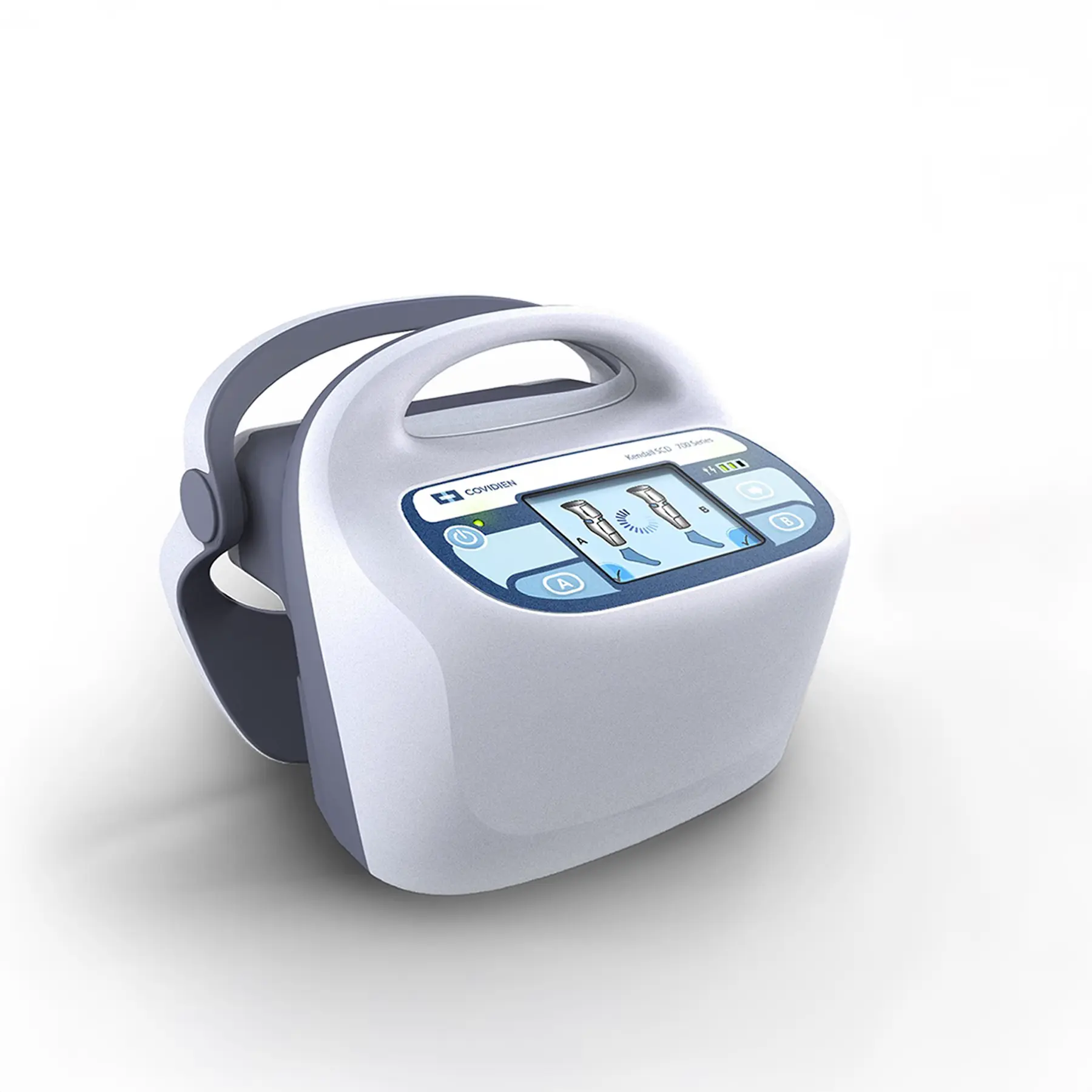 Kendall SCD: Cardinal Health Kendall SCD Compression System with large screen and secure bedrail mount.