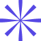 Blue asterisk symbol with symmetrical triangular rays radiating from the center.