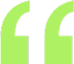 Green quotation marks symbol on a white background.