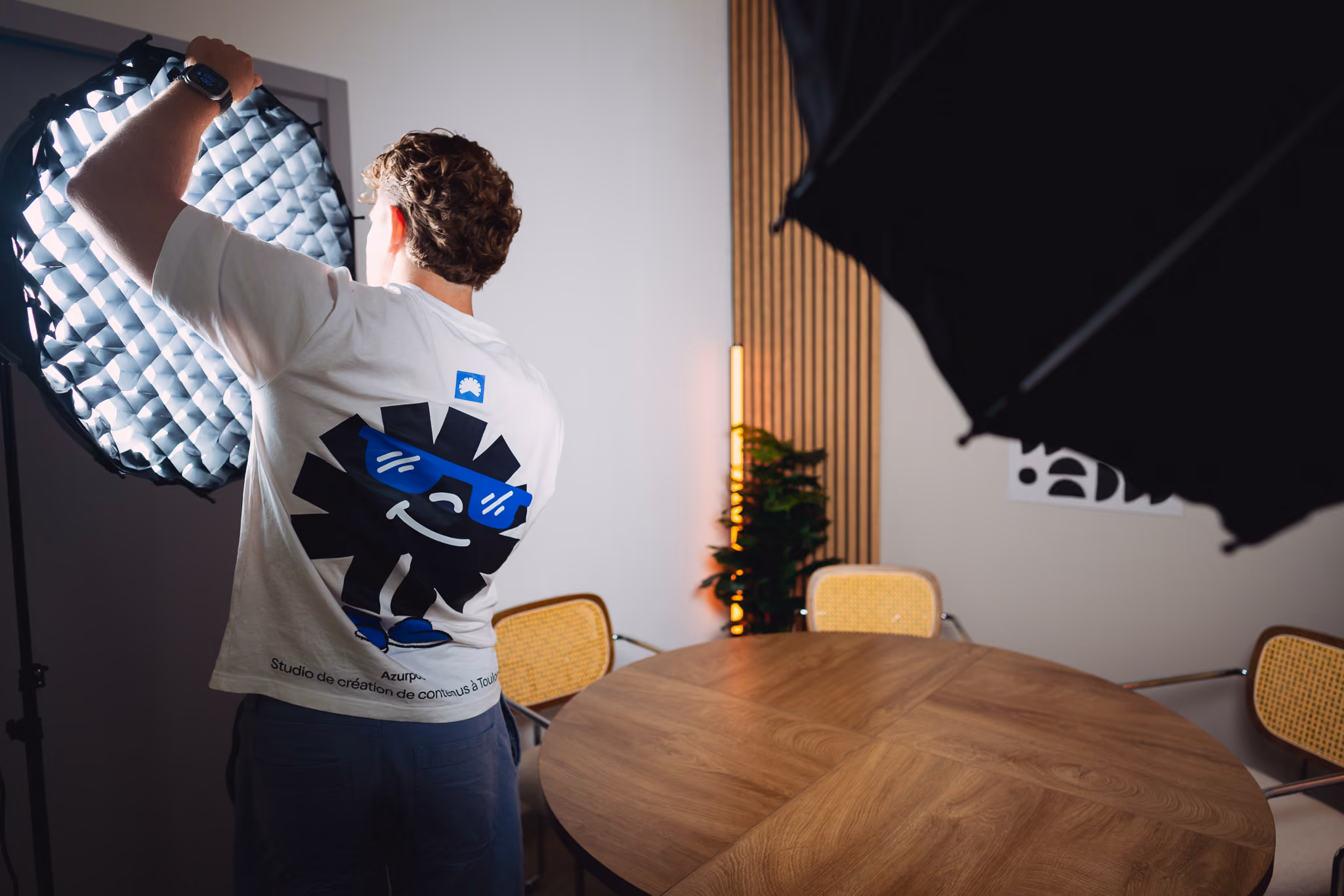 Studio de podcast Azurpod à Toulon en cours de tournage