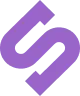 Purple abstract geometric shape resembling overlapping ribbons or bars on transparent background.
