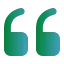 Stylized green quotation marks on a dark background.