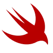 Red claw-like shape with three sharp points on a dark background.