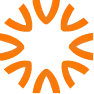 Orange circular pattern with curved arrows creating a star shape in the center on white background.