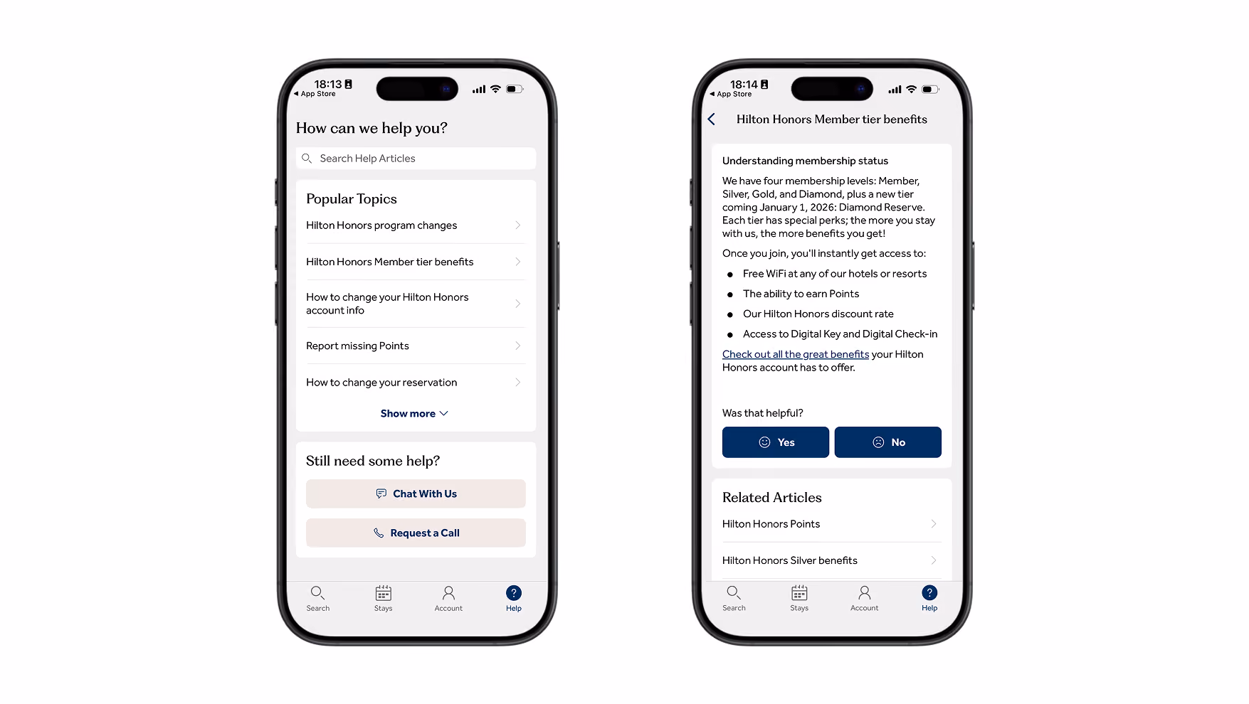 Hilton Customer Self-Service Example