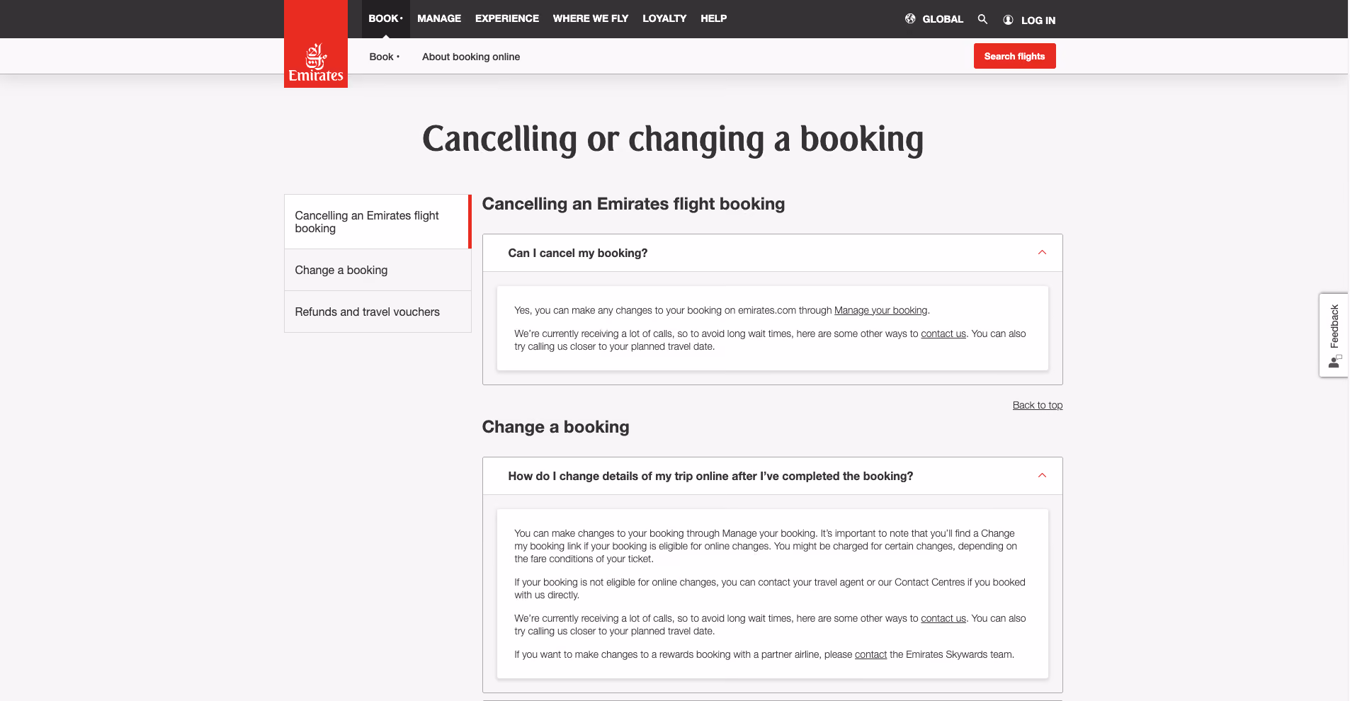 Emirates Customer Self-Service Example