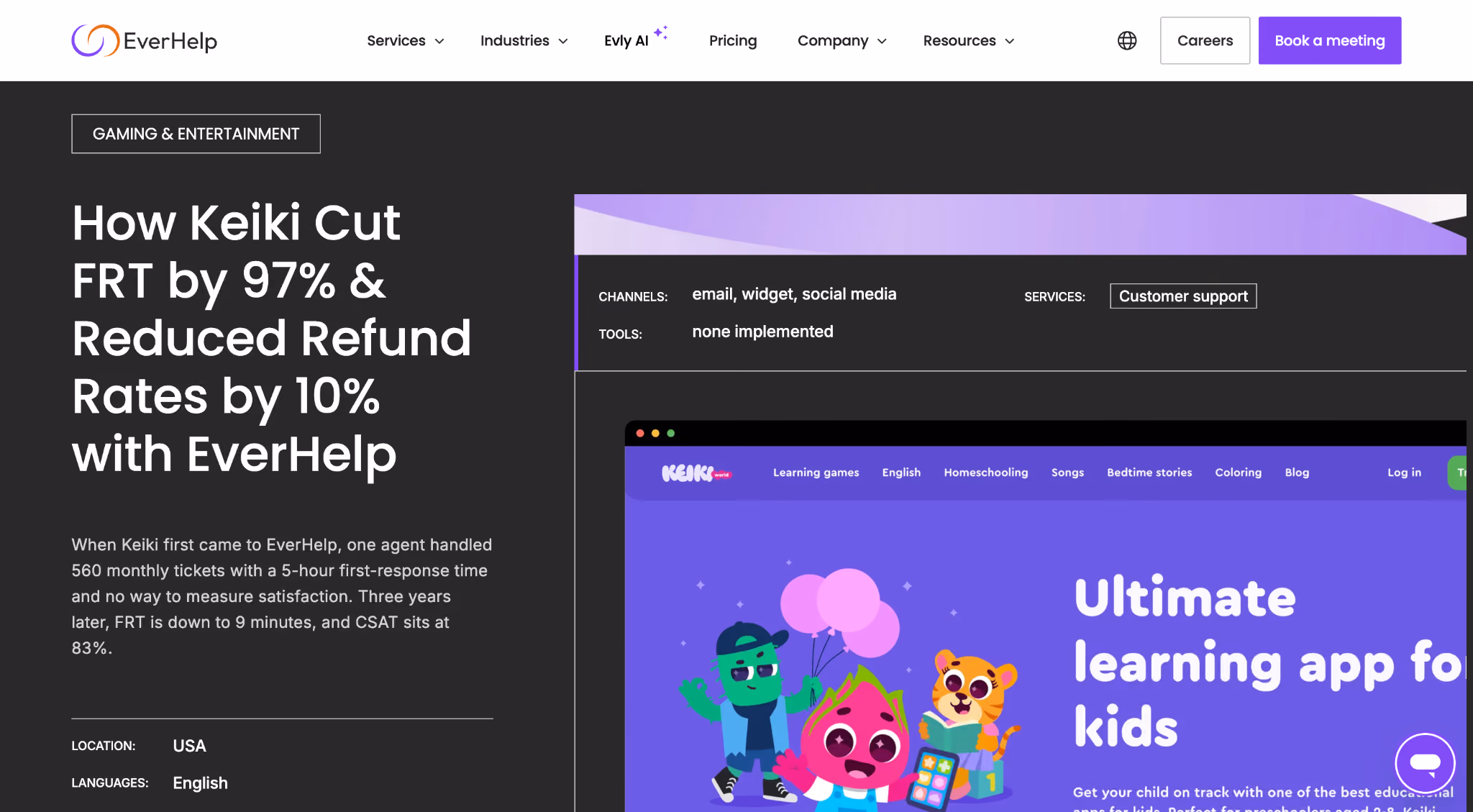 Edutainment app for children (Gaming) AI adoption results by EverHelp