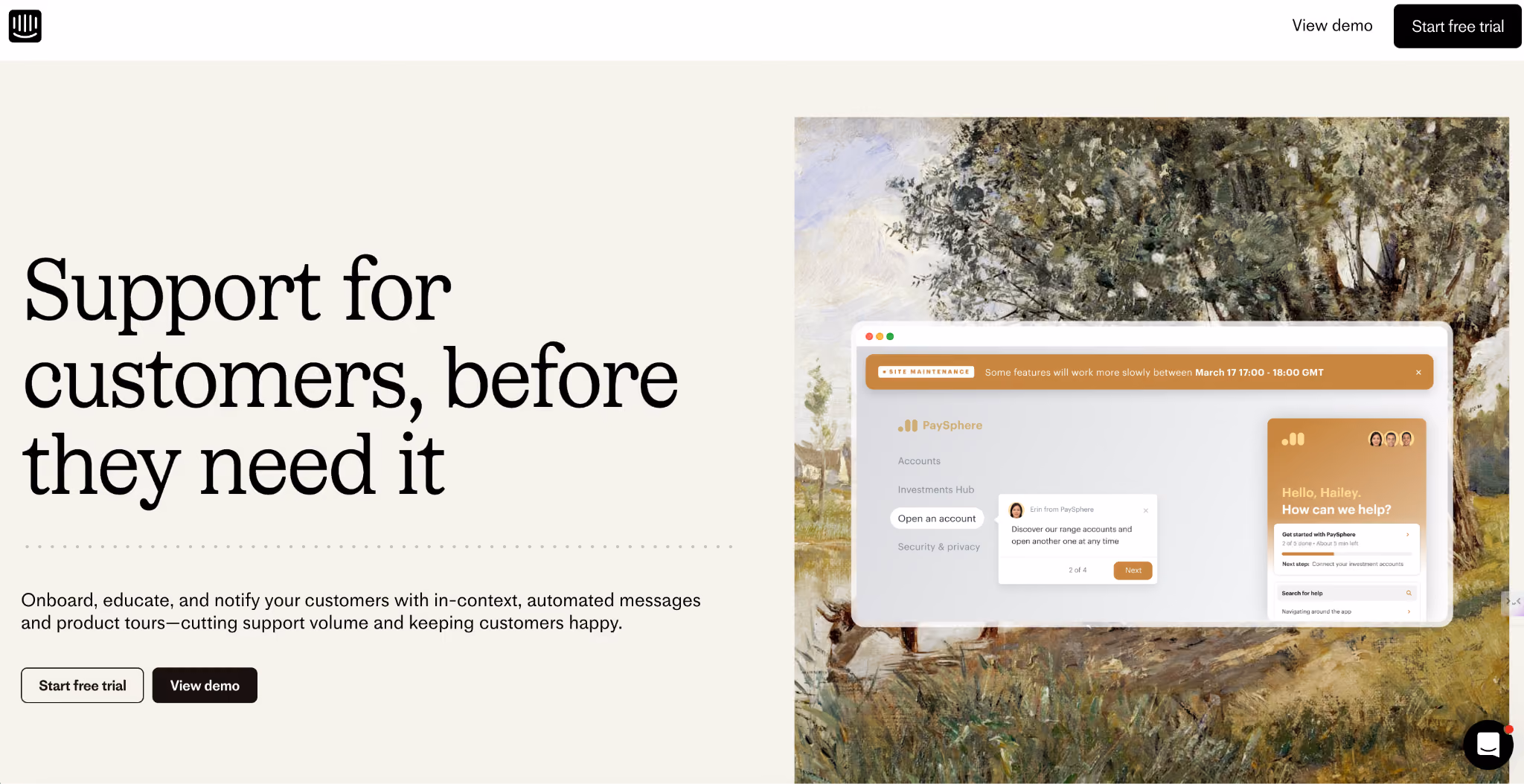 intercom customer support onboarding