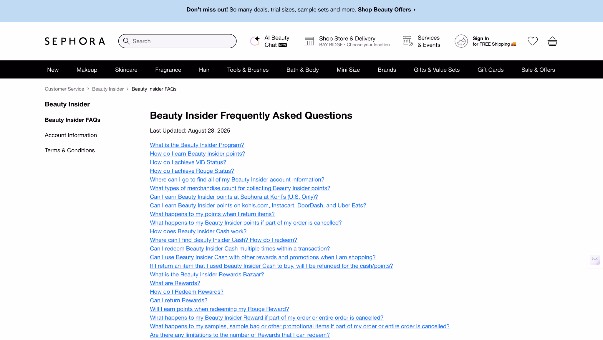Sephora FAQ omnichannel retail experience