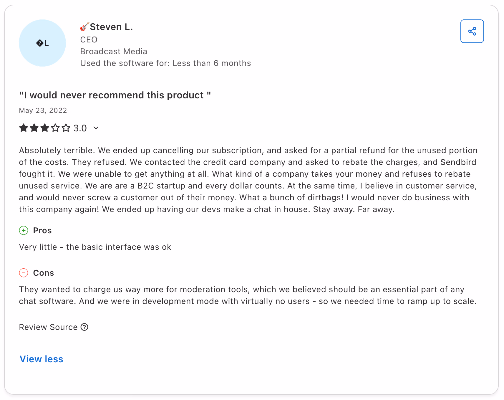 Capterrra Sendbird review snapshot