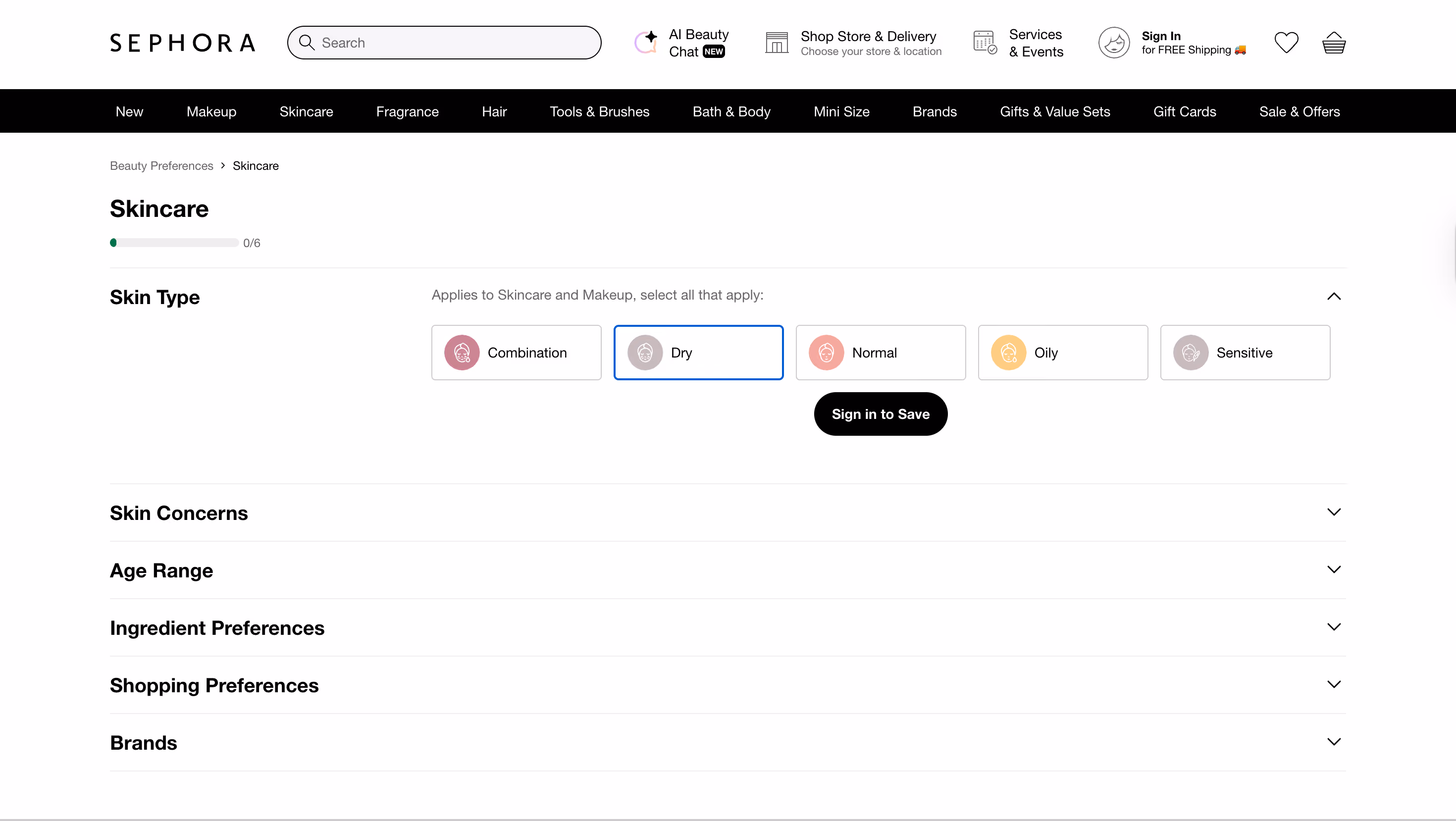 Sephora: Beauty Quiz as eCommerce Personalization tactic