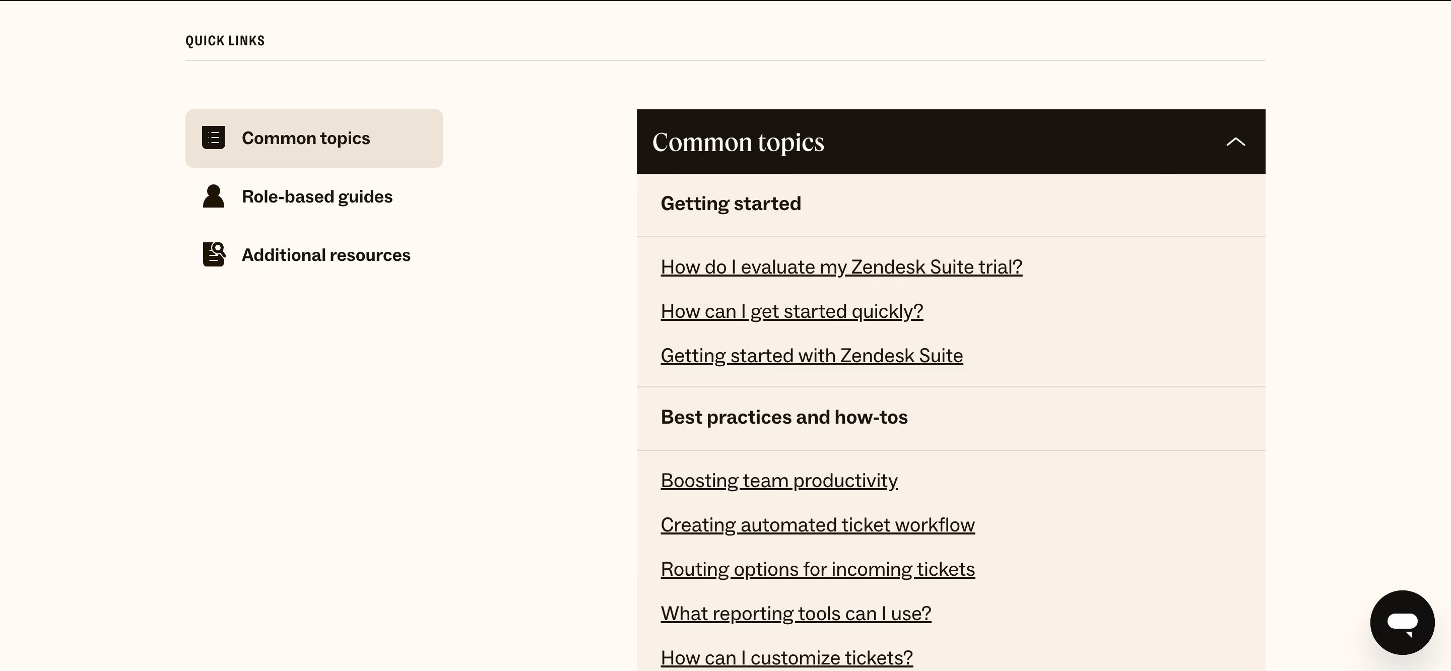 Zendesk knowledge base