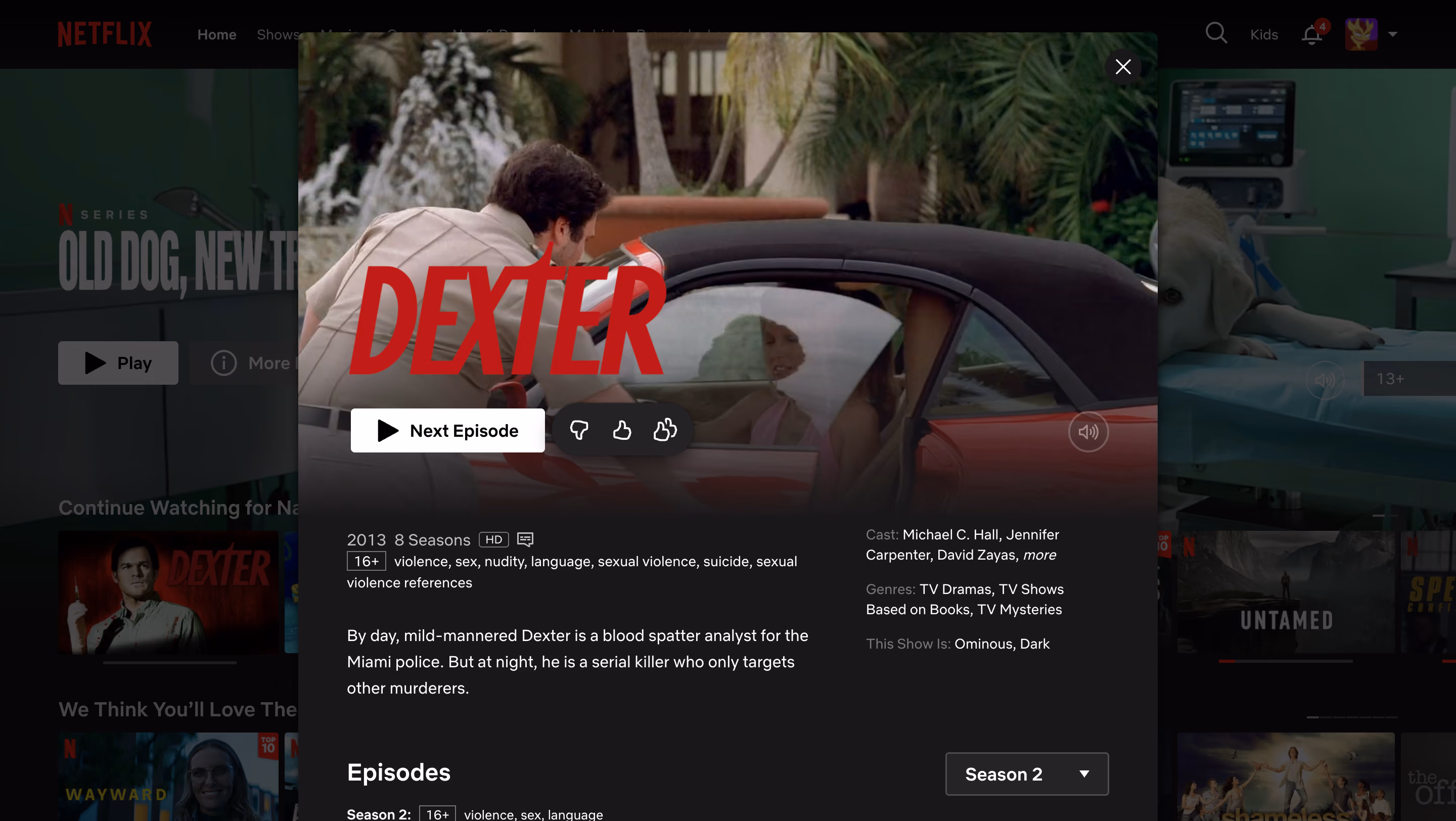 Netflix Dexter series screenshot