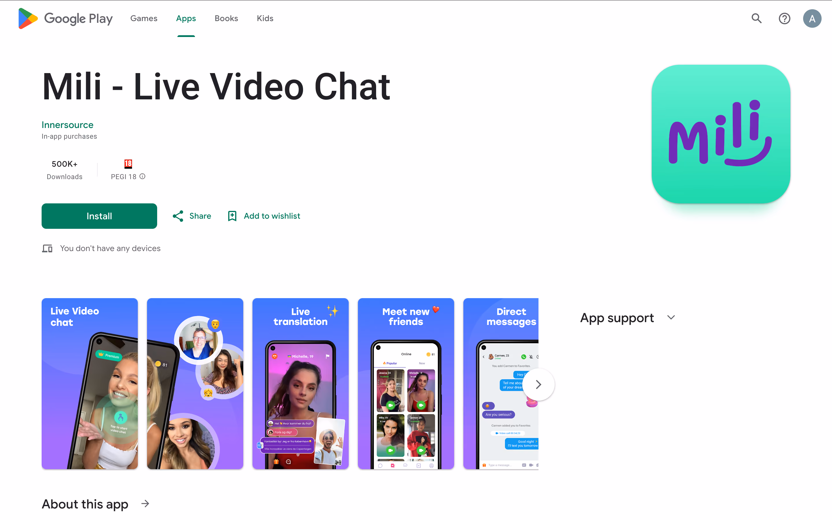Mili app Google Play