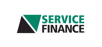 Logo with a green and black geometric shape followed by the text SERVICE FINANCE.