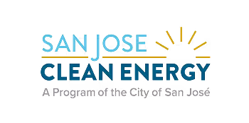 San Jose Clean Energy logo with stylized sunburst and text stating it is a program of the City of San Jose.