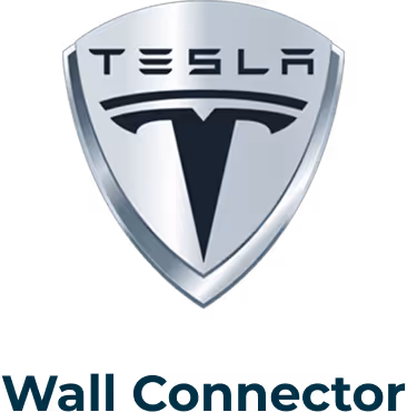 Tesla shield logo above the text Wall Connector.