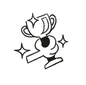 Hand-drawn victory illustration.