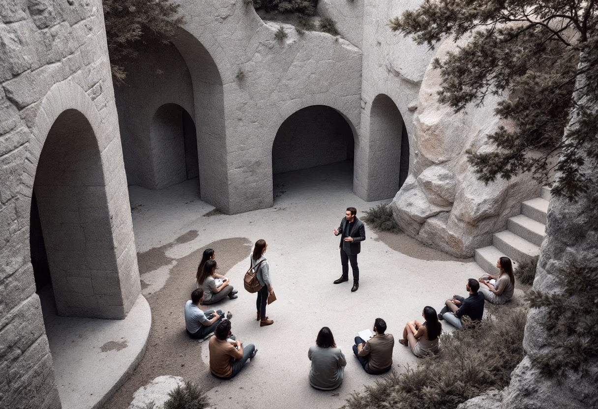 image of team member explaining a conservation project