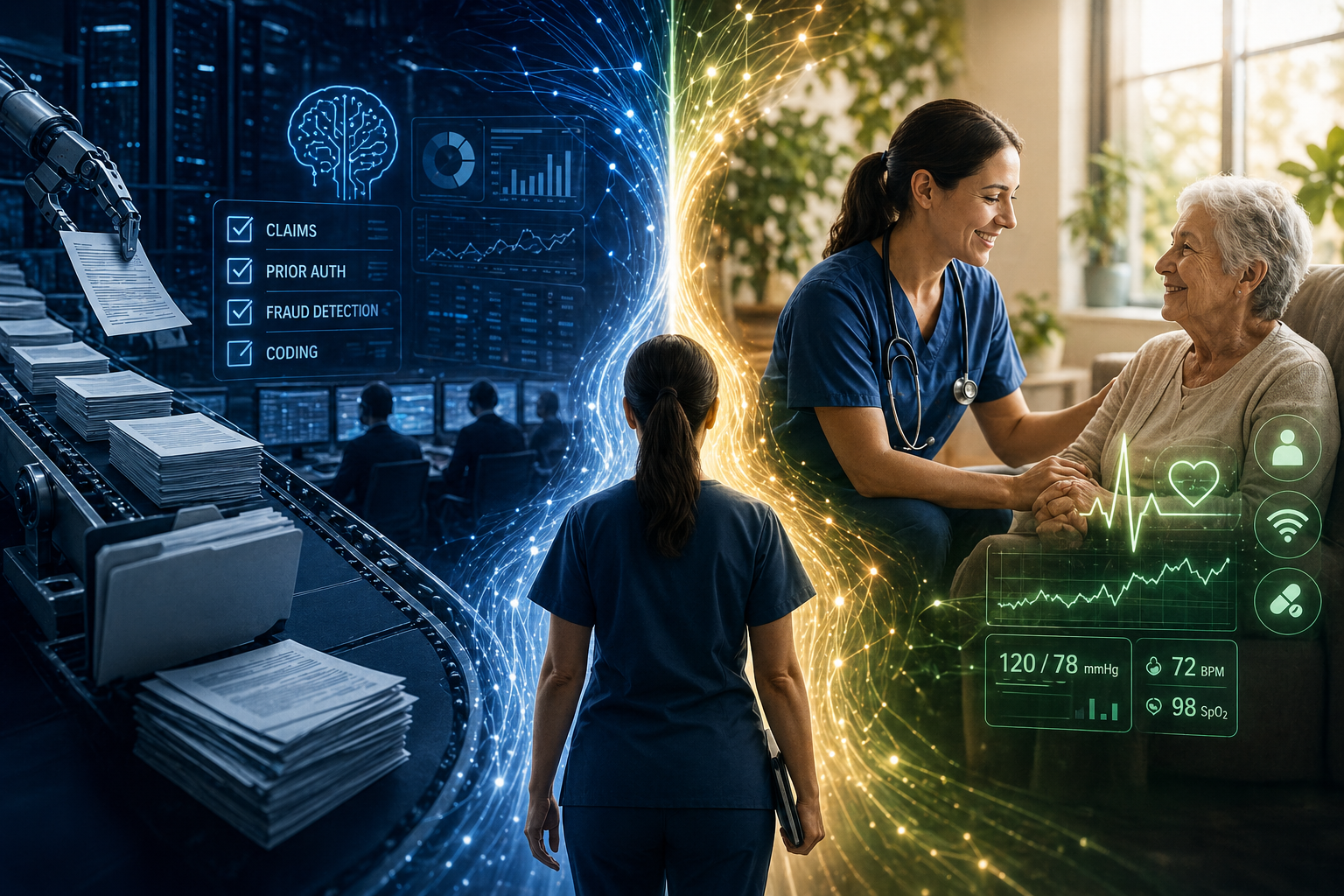 Healthcare's AI investment is accelerating, but the dollars are concentrated in administrative and documentation use cases that will commoditize within eighteen months. The AI deployments producing real clinical and financial returns are the ones that shorten time-to-intervention rather than time-to-bill, including bedside predictive monitoring, continuous remote monitoring, and clinical workflow 