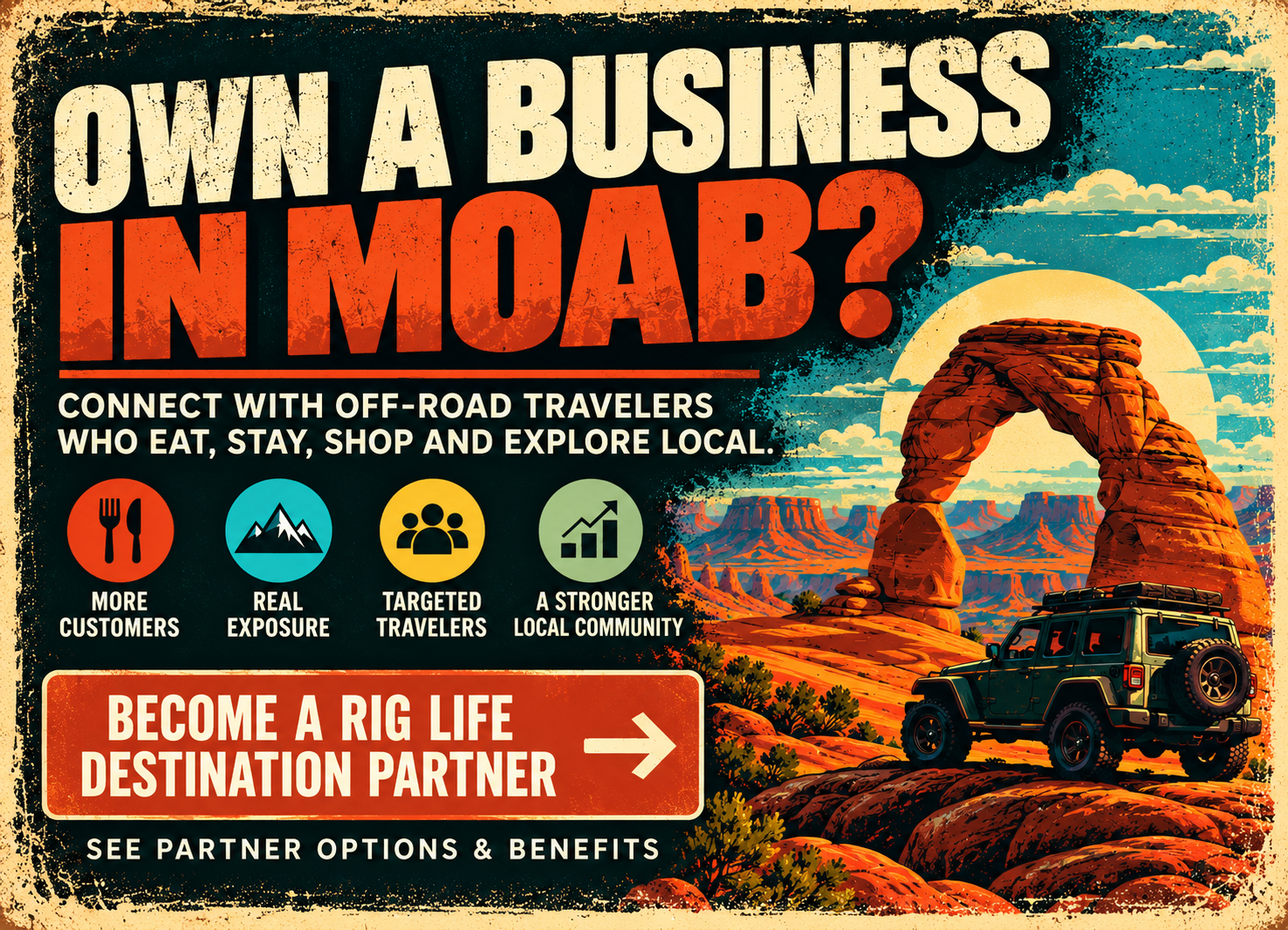 Own a business in Moab? Become a Rig Life Destination Partner