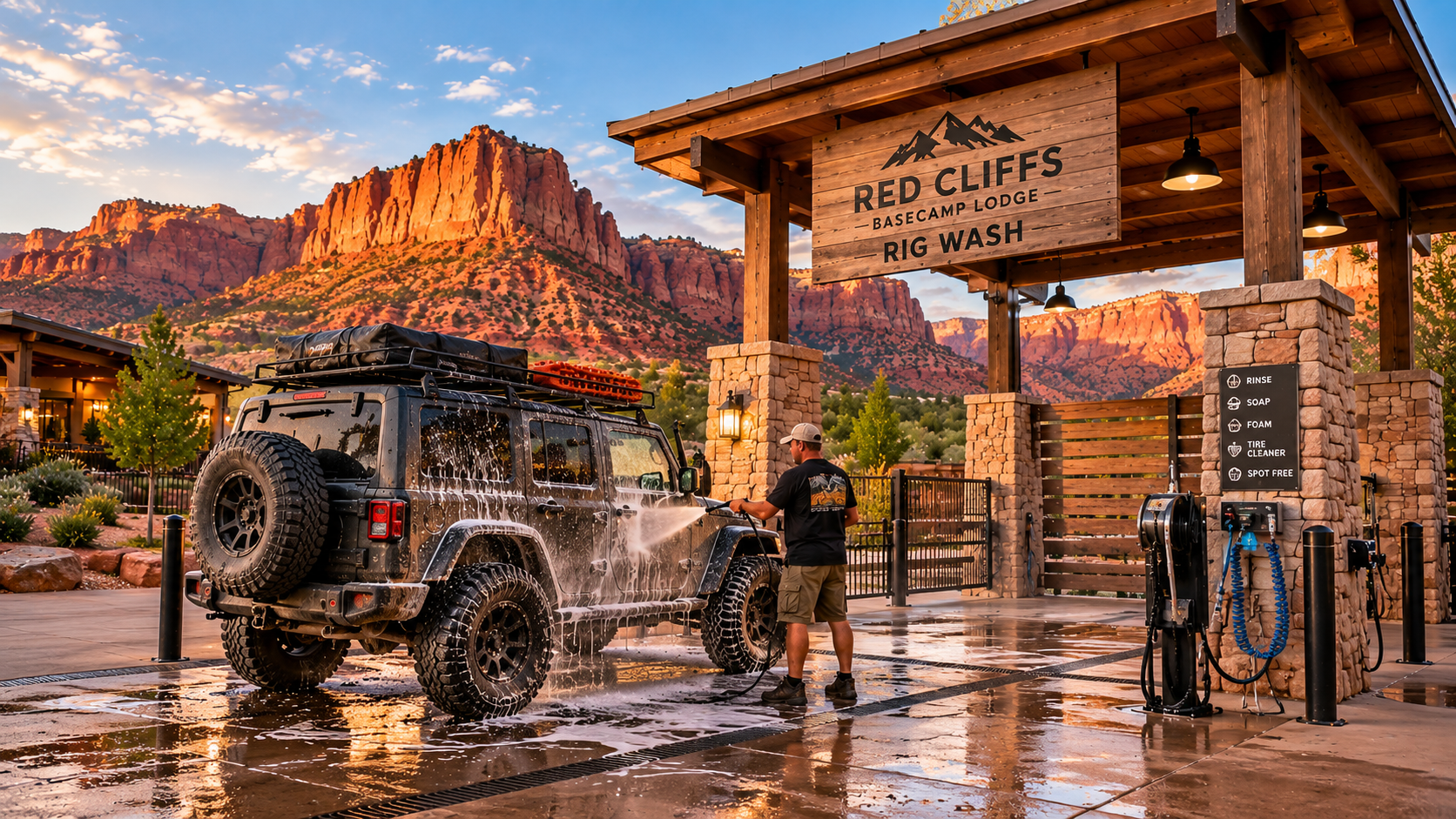 Rig wash at a Rig Life partner lodge