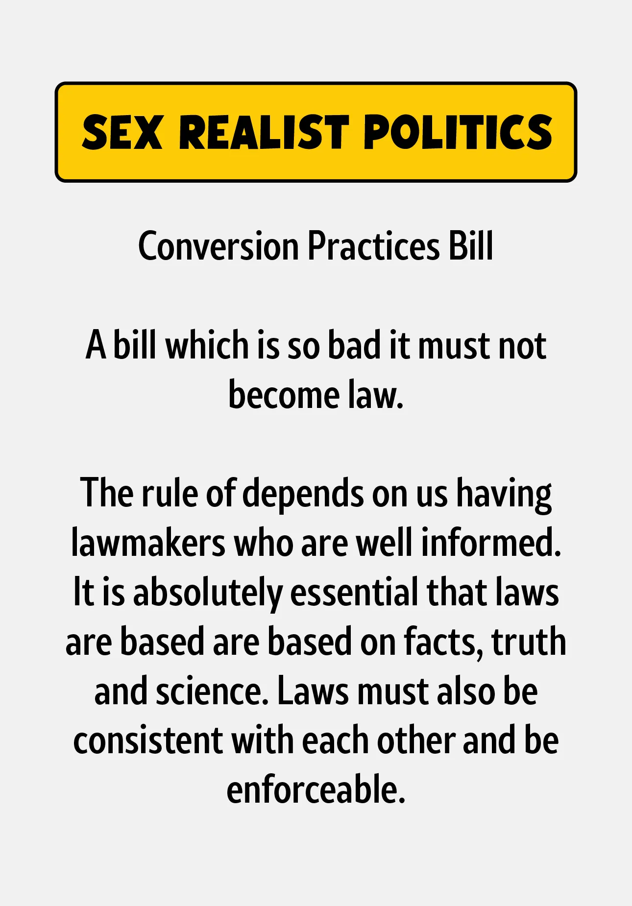 Conversion Practices Bill - A bill which is so bad it must not become law