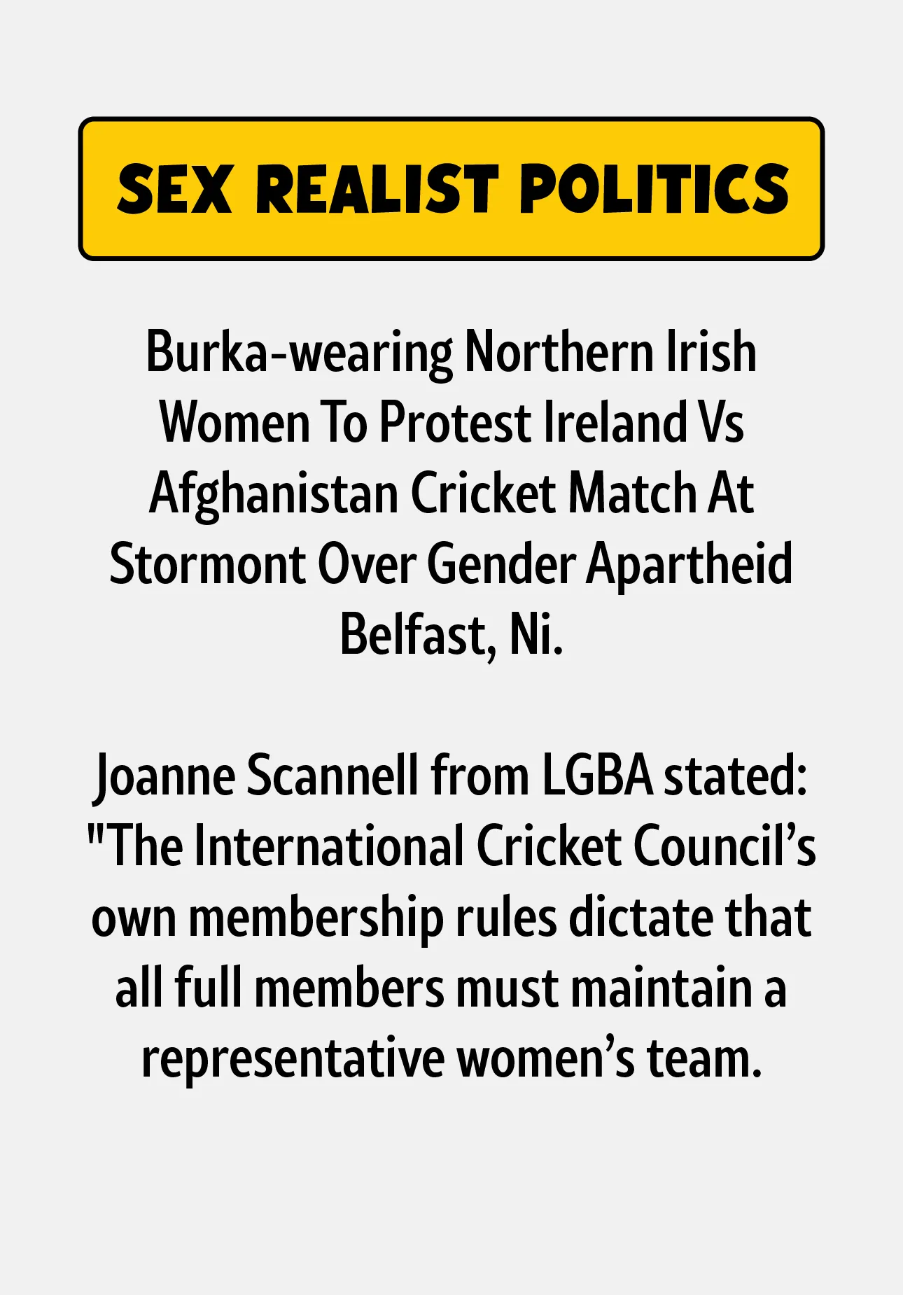 Burka-wearing Northern Irish Women To Protest Ireland Vs Afghanistan Cricket Match