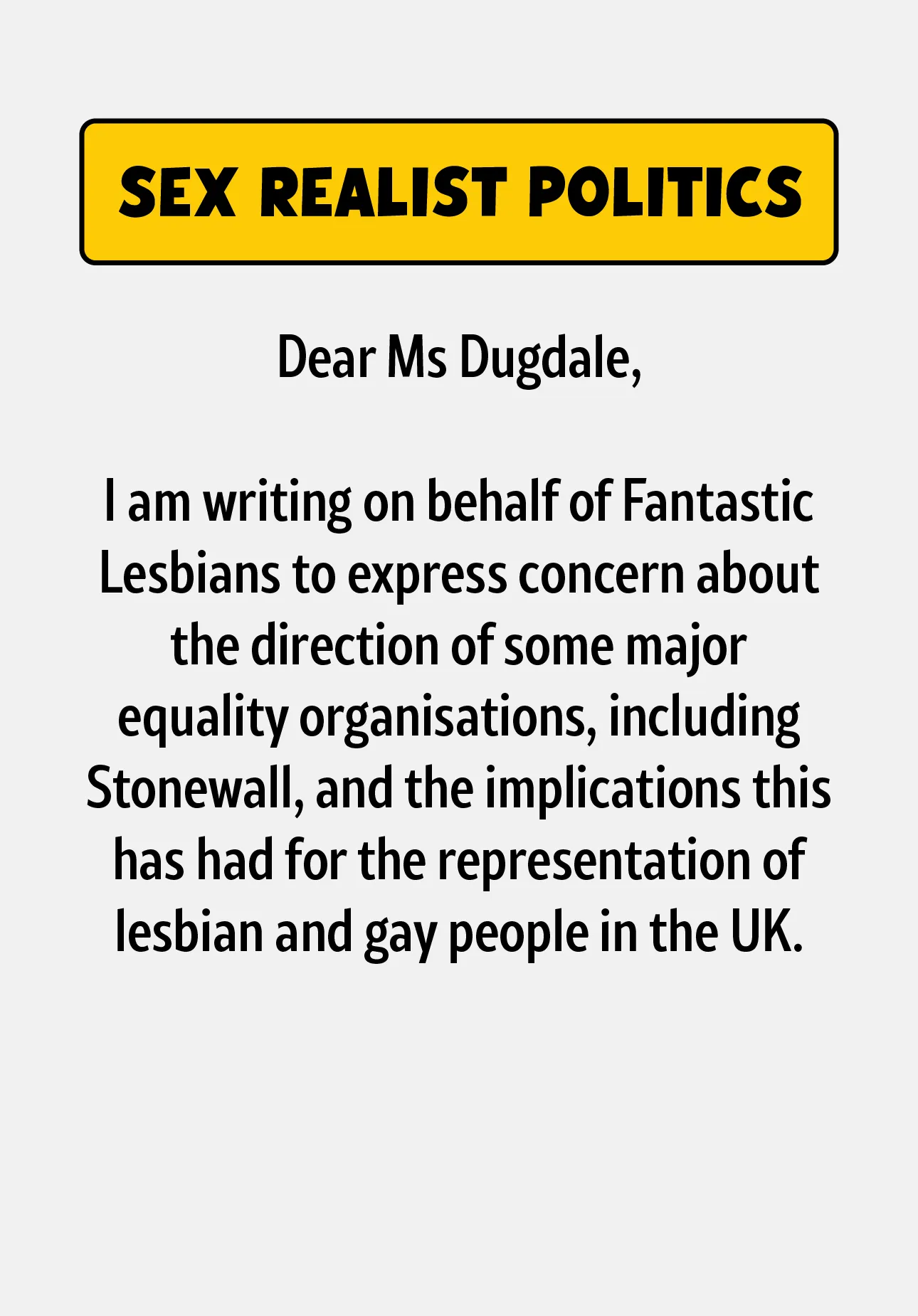 Concern about the direction of some major equality organisations, including Stonewall