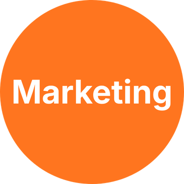 Circular icon labeled "Marketing"