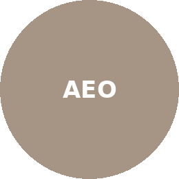 Circular icon labeled "AEO"