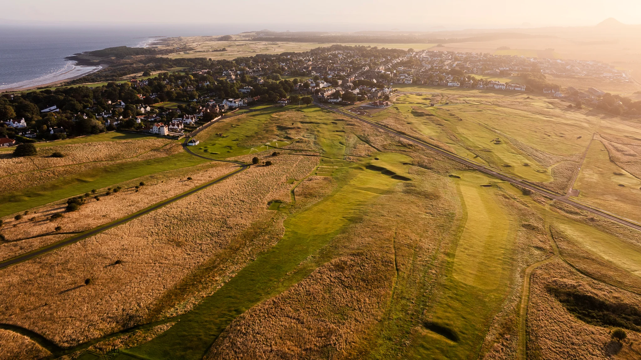 Links course on the coast under a rainbow