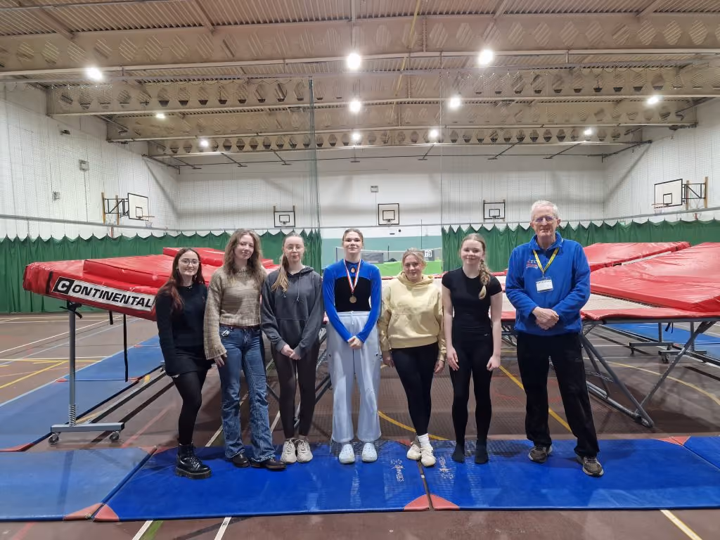 Officials at the Catholic High School Chester GCSE trampolining competition