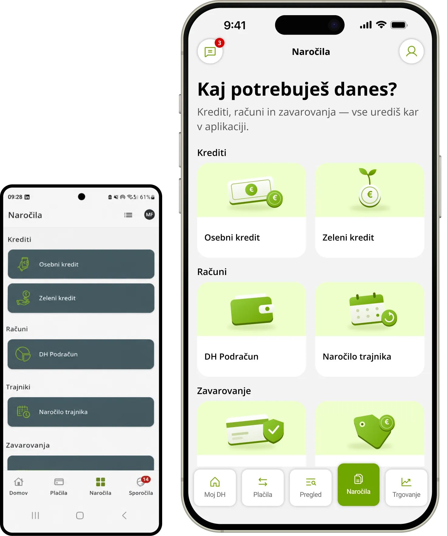 DH Mobilni: predlog oblikovanja zaslona aplikacije